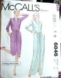 6846 CHARLOTTE FORD 70 PULLOVER V-DRESS LENGTHS PATTERN 10